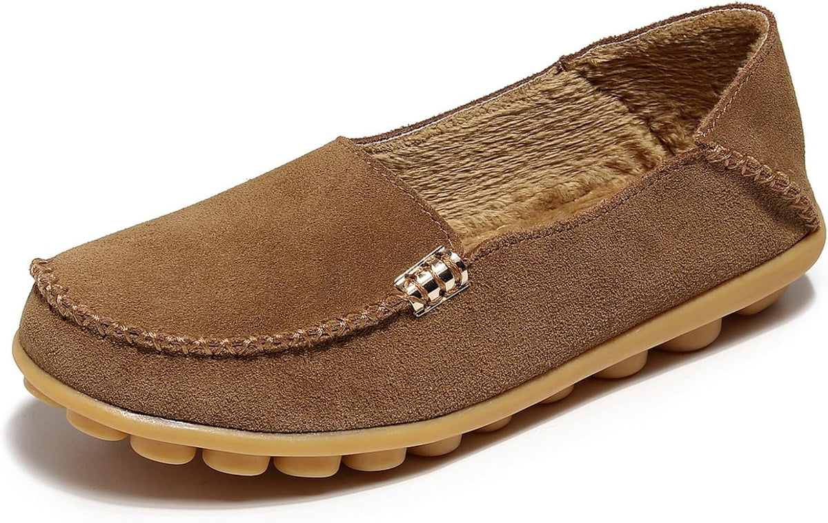 Women's Comfort Walking Loafers - Flat Slip On Casual Shoes with Cutout Detail for Everyday Wear - 6