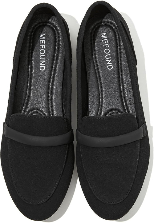 Women's Faux Leather Slip On Flats - Non Slip Low Heel Loafers for Teaching, Office and Business Casual - 6