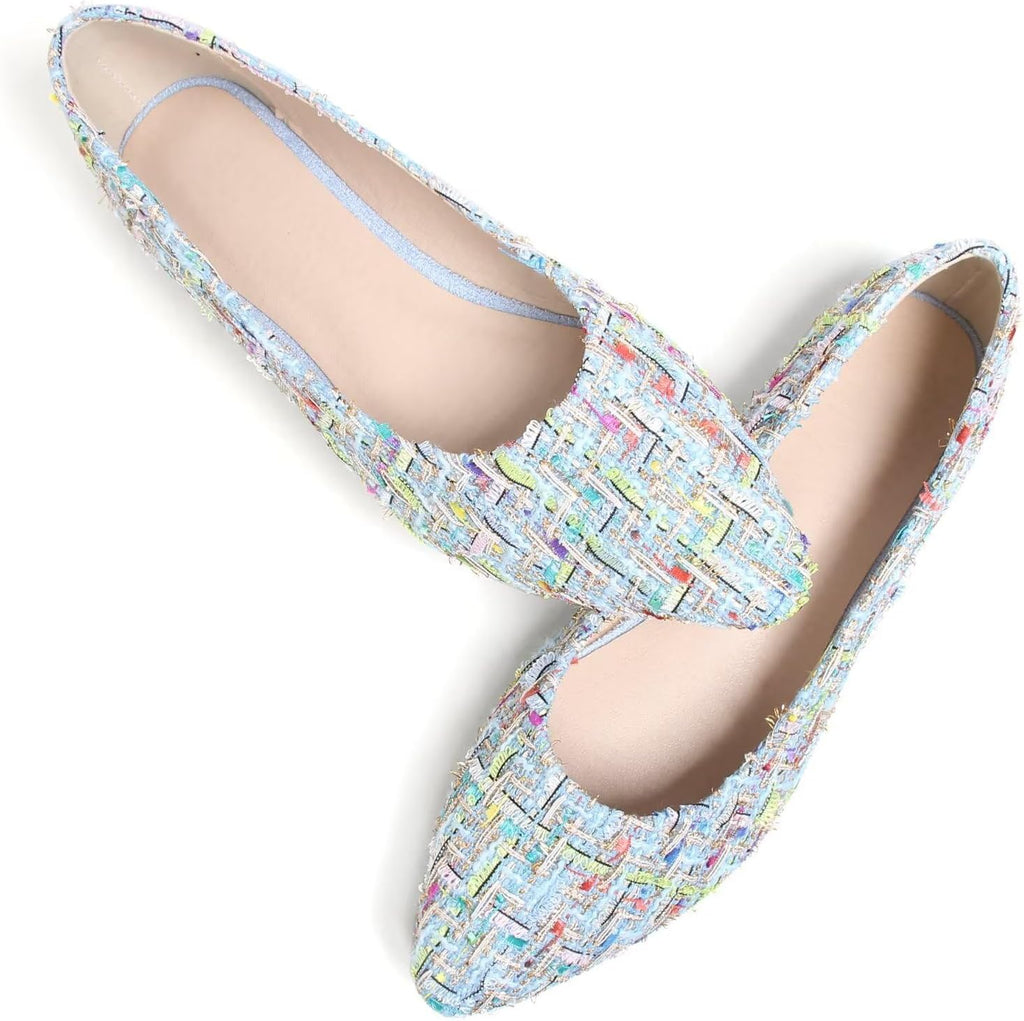 Women's Suede Pointed Toe Ballet Flats - Dressy Slip On Ballerina Walking Shoes for Office and Casual Wear - 9