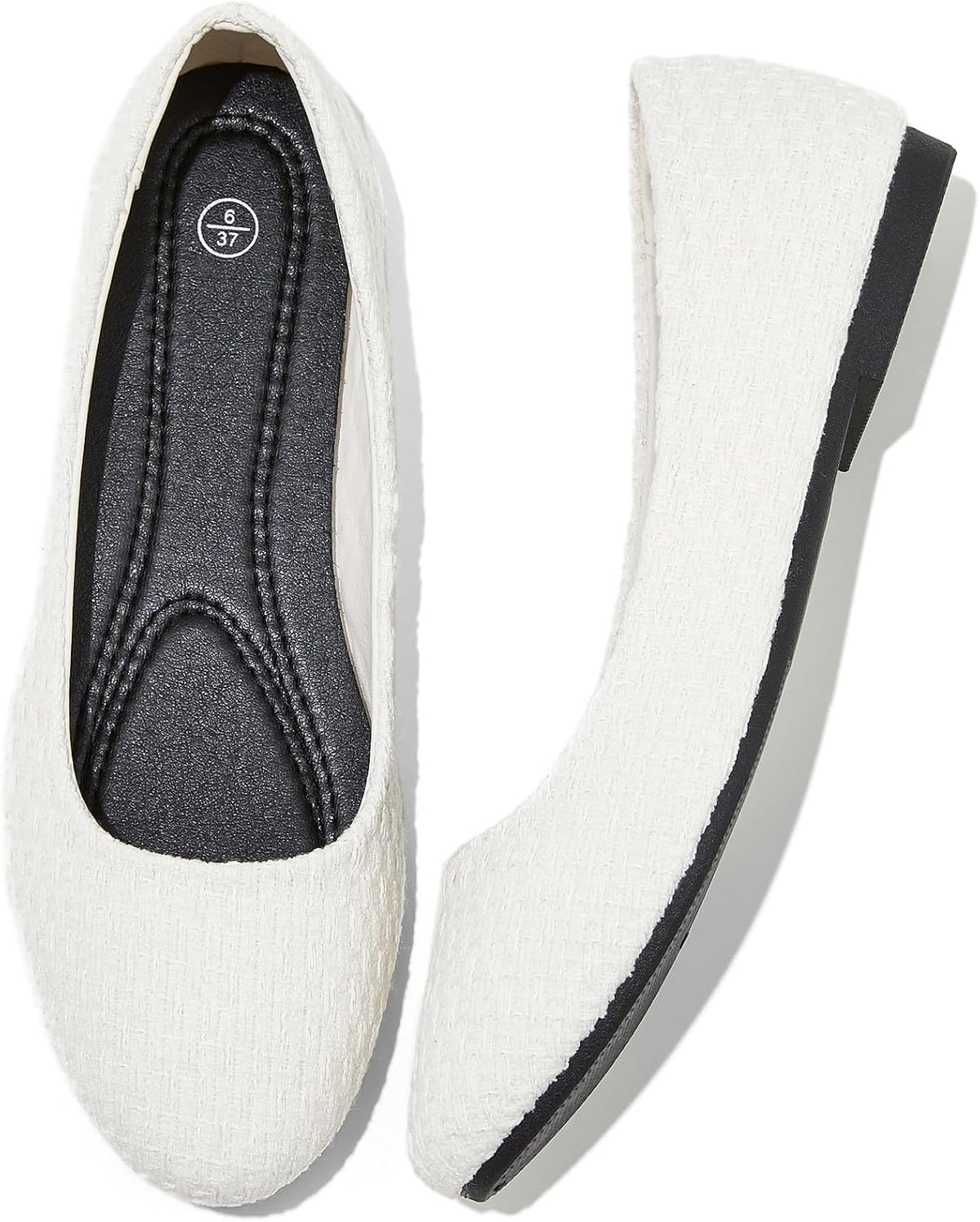 Women's Faux Leather Ballet Flats - Non Slip Low Heel Slip On Loafers for Teaching and Business Casual Days - 8