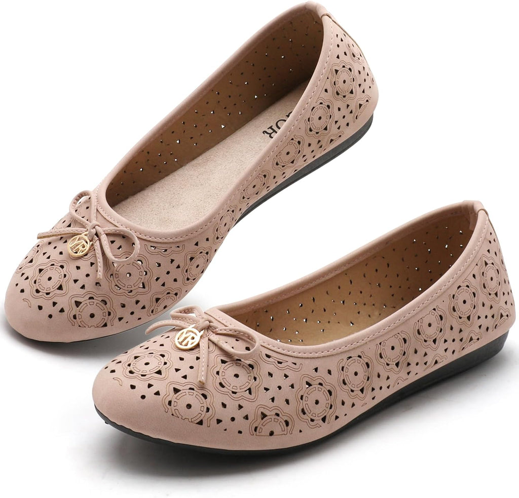 Women's Round Toe Ballet Flats - Slip On Casual Shoes for Walking, Driving and Dressy Weekday Wear - 7