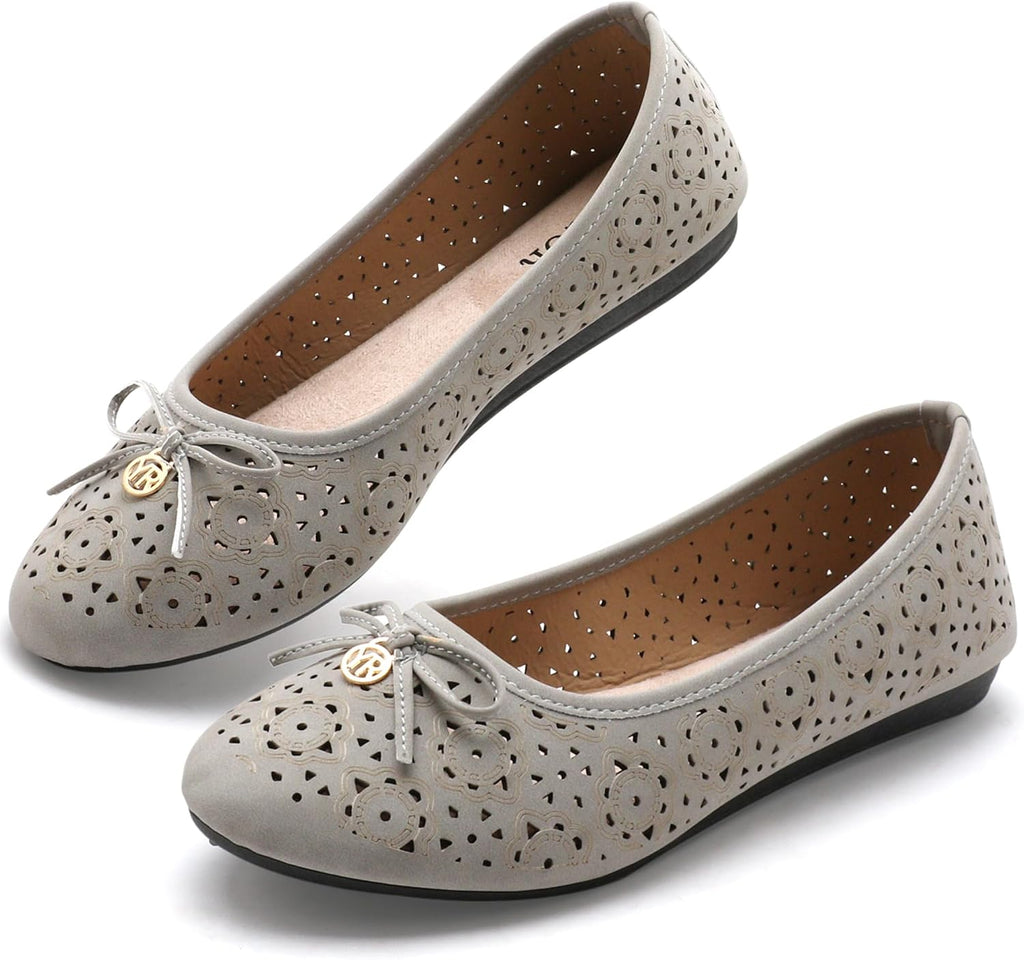 Women's Round Toe Ballet Flats - Slip On Casual Shoes for Walking, Driving and Dressy Weekday Wear - 7