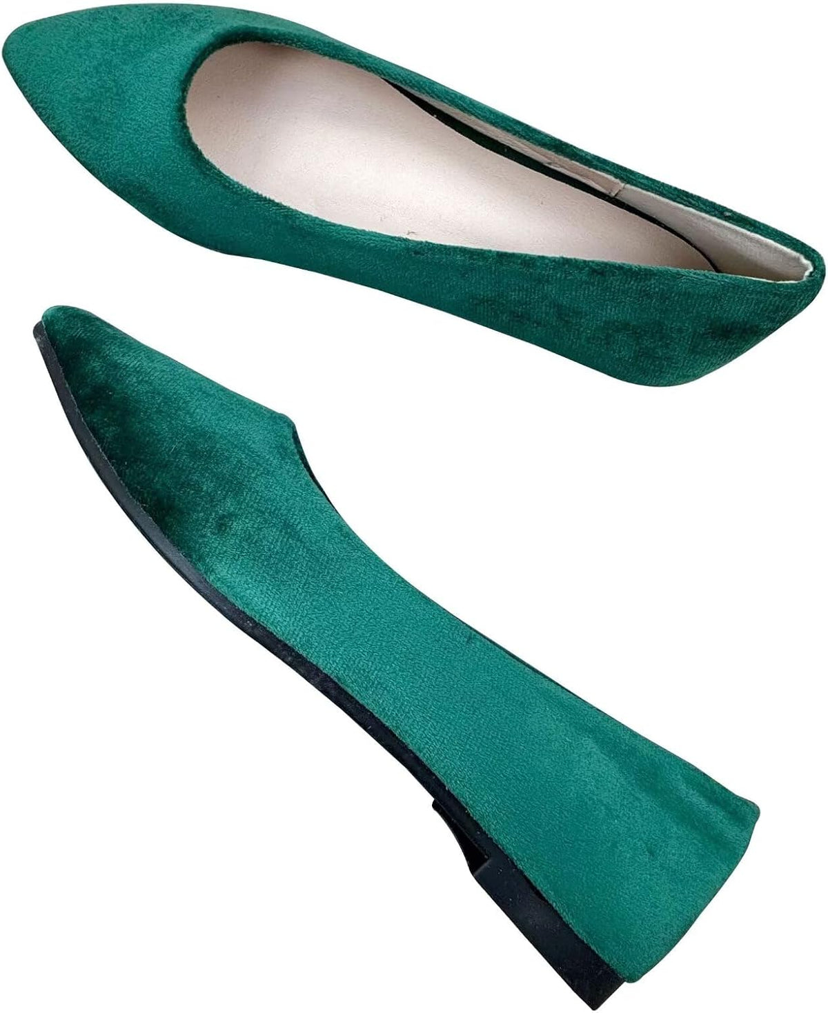 Women's Suede Pointed Toe Ballet Flats - Dressy Slip On Ballerina Walking Shoes for Office and Casual Wear - 10