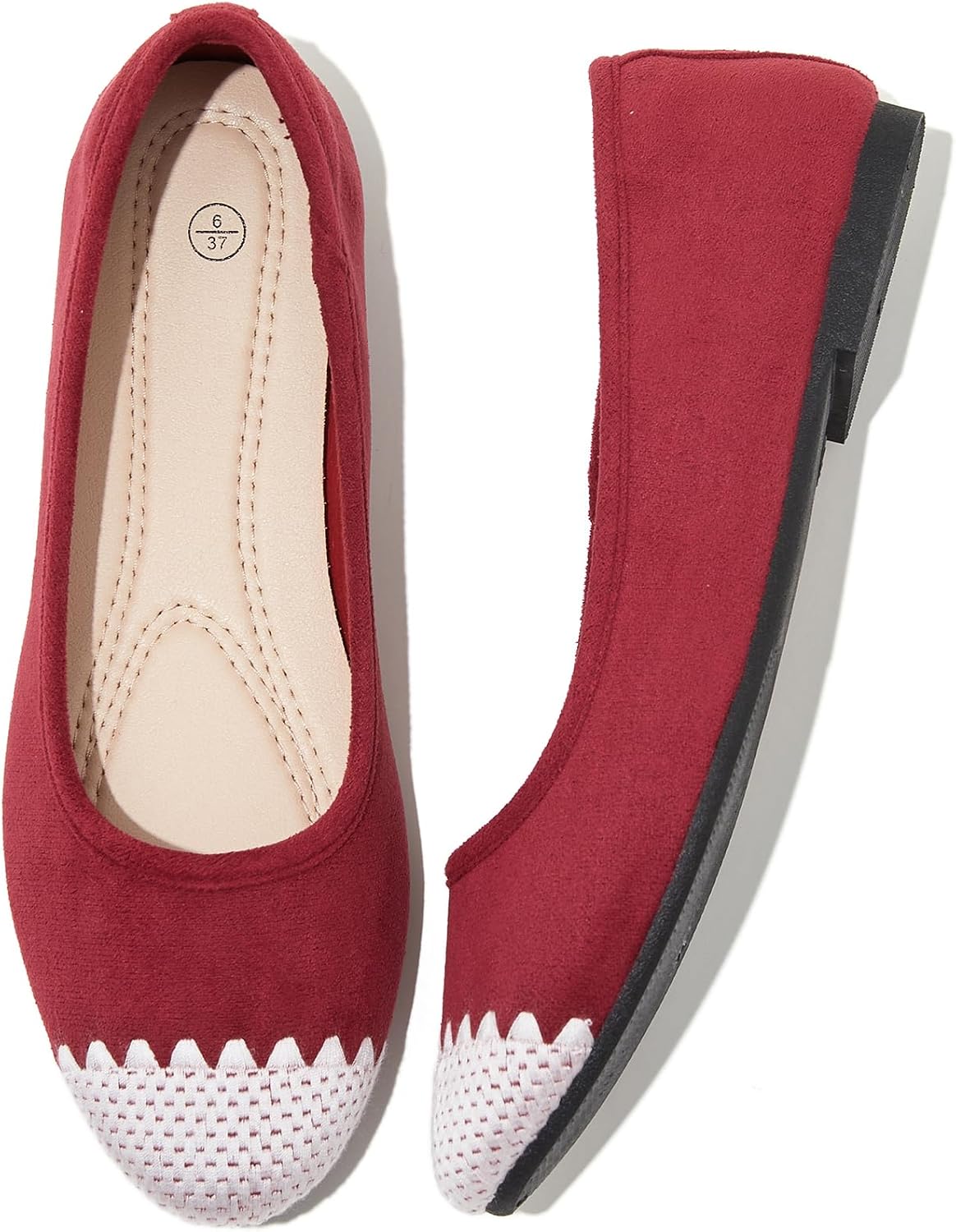 Women's Faux Leather Ballet Flats - Non Slip Low Heel Slip On Loafers for Teaching and Business Casual Days - 9