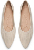 Women's Pointed Toe Knit Ballet Flats - Foldable Slip On Office Shoes with Built In Arch Support - 7