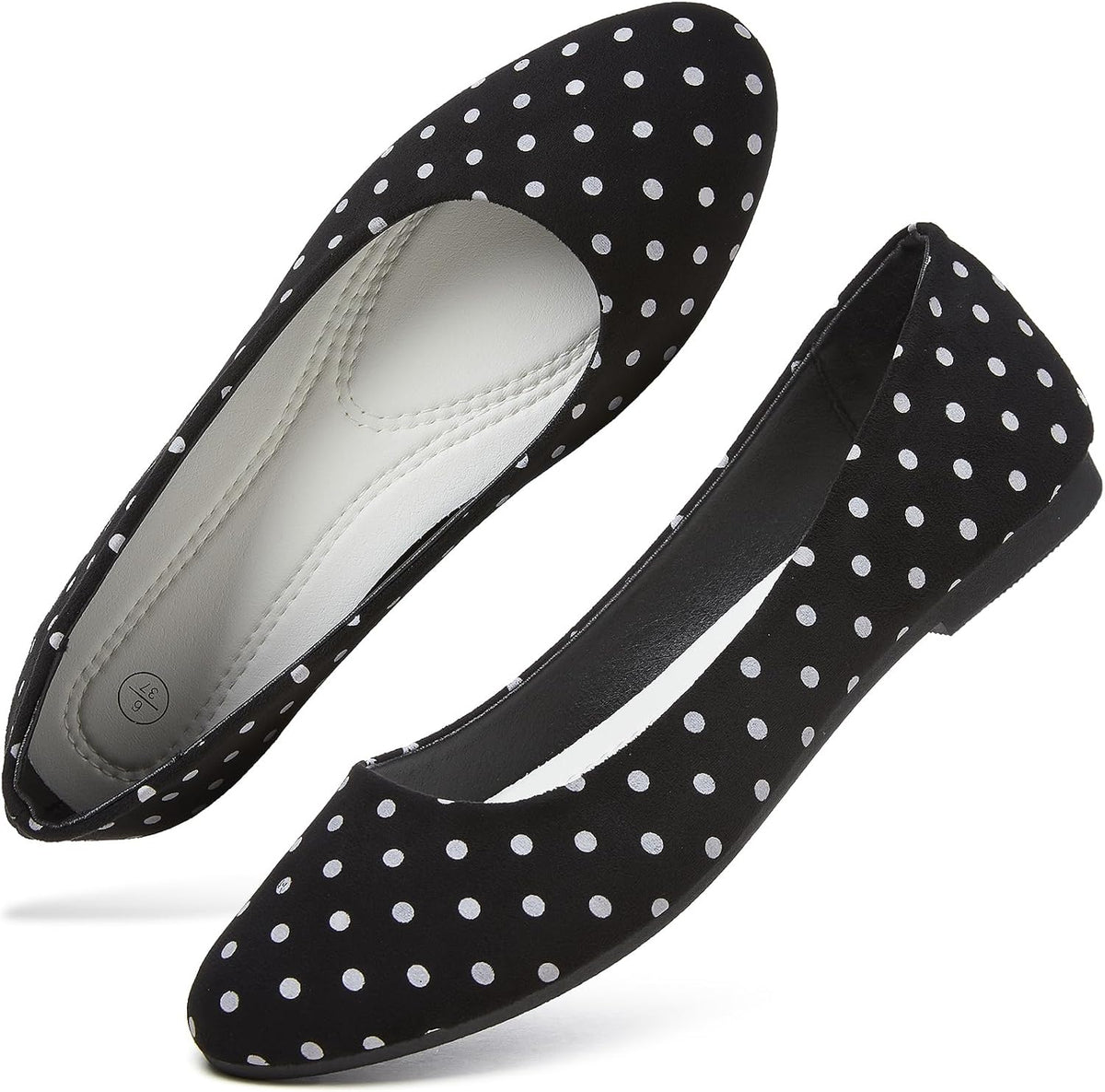 Women's Faux Leather Ballet Flats - Slip On Round Toe Dress Shoes for Office Days and Weekend Errands - 8
