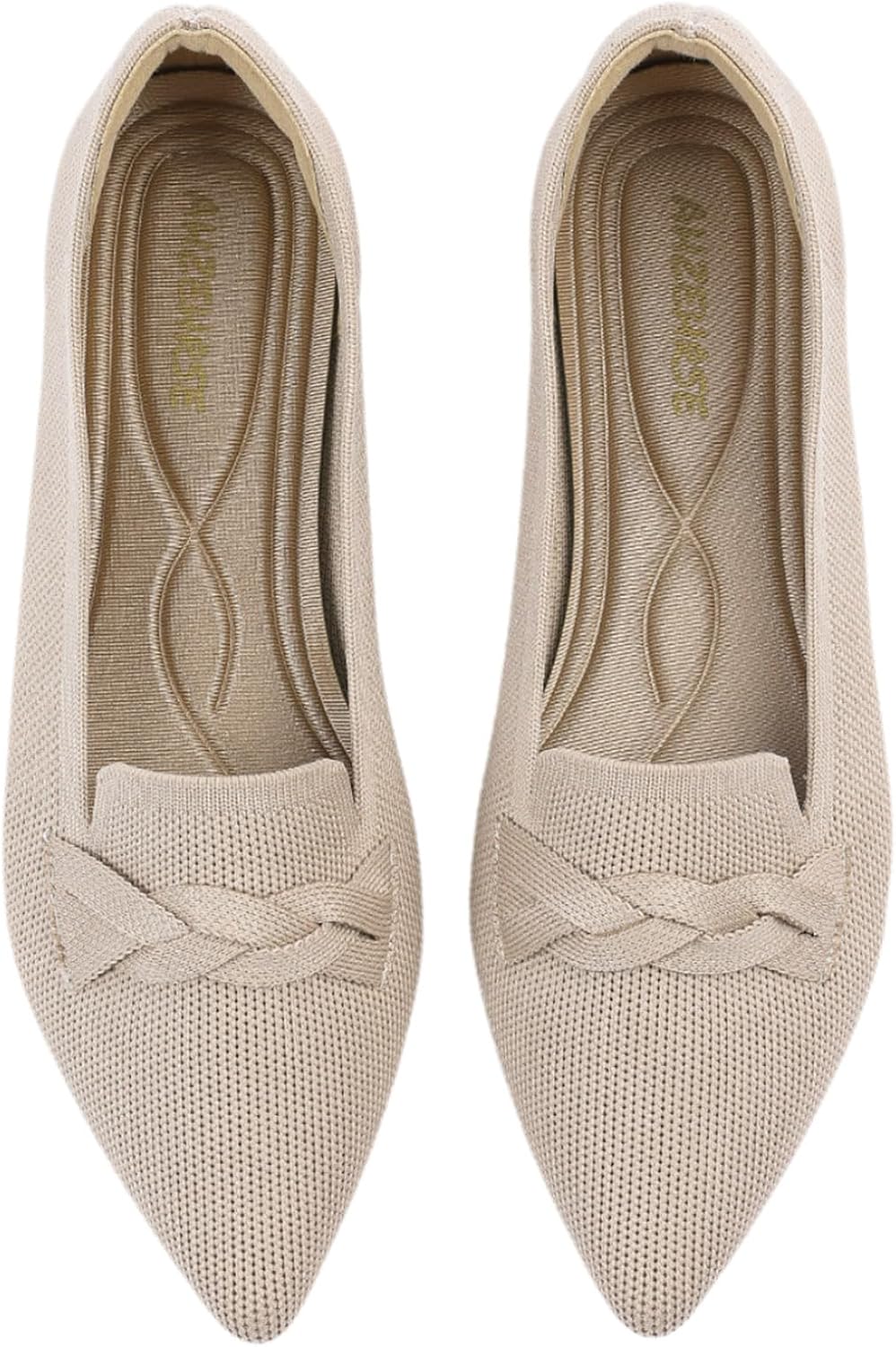 Women's Classic Pointed Toe Ballet Flats - Knit Dressy Bow Slip On Shoes for Office and Everyday Wear - 8 (9)