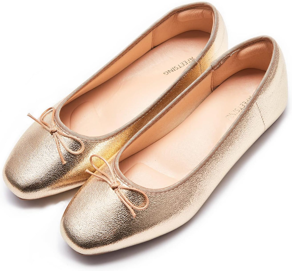Women's Round Toe Ballet Flats with Bow - Dressy Slip On Shoes for Office, Weddings and Everyday Wear - 7