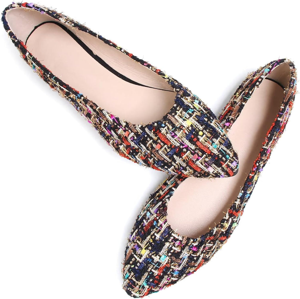 Women's Suede Pointed Toe Ballet Flats - Dressy Slip On Ballerina Walking Shoes for Office and Casual Wear - 10