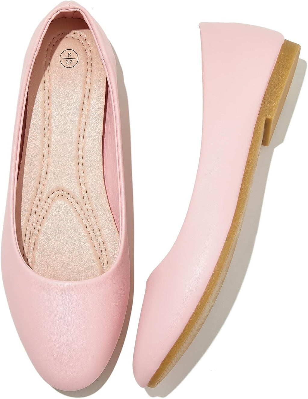Women's Faux Leather Ballet Flats - Non Slip Low Heel Slip On Loafers for Teaching and Business Casual Days - 9