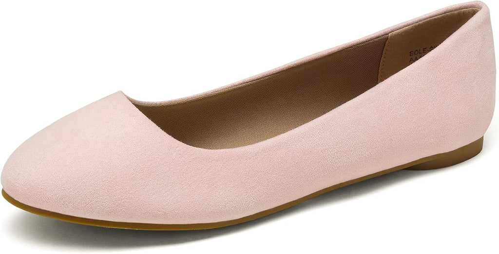Women's Round Toe Ballerina Flats - Dressy Slip On Shoes for Weddings, Office Work and Daily Walking - 8