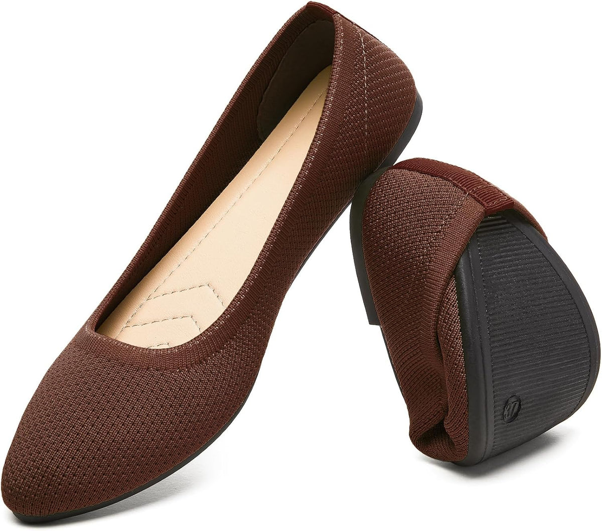 Women's Mesh Pointed Toe Ballet Flats - Breathable Slip On Dress Shoes with Memory Foam Insole - 6
