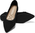 Women's Pointed Toe Business Flats - Slip On Work Shoes with Memory Foam Insole and Non Slip Sole - 6