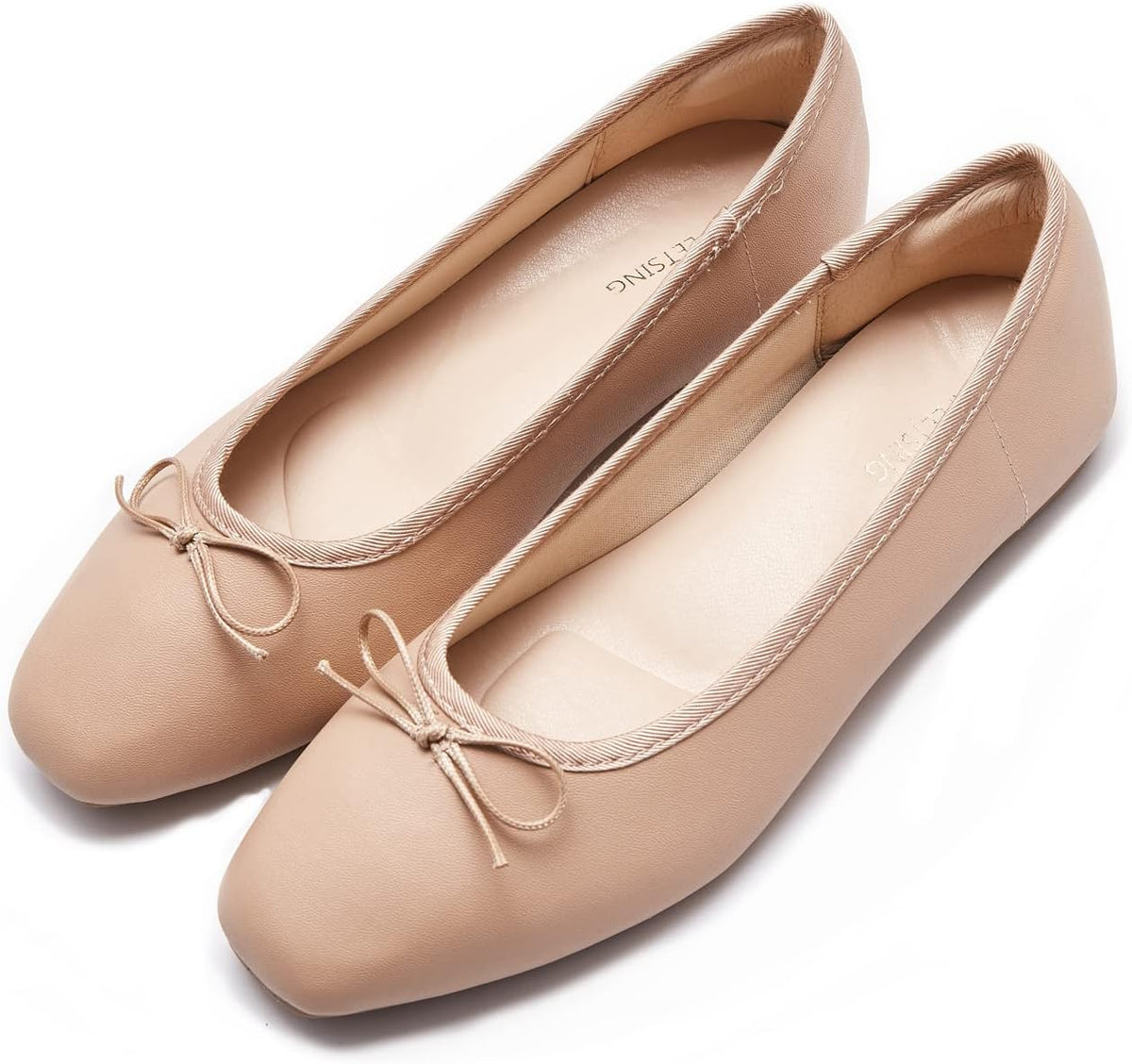 Women's Round Toe Ballet Flats with Bow - Dressy Slip On Shoes for Office, Weddings and Everyday Wear - 6