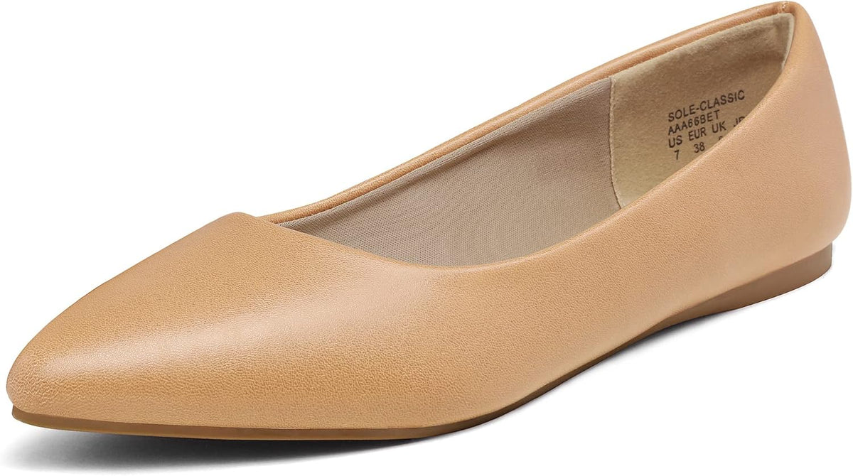 Women's Pointed Toe Dress Ballet Flats - Slip On Shoes in Suede, Patent and Glitter for Weddings and Work - 9