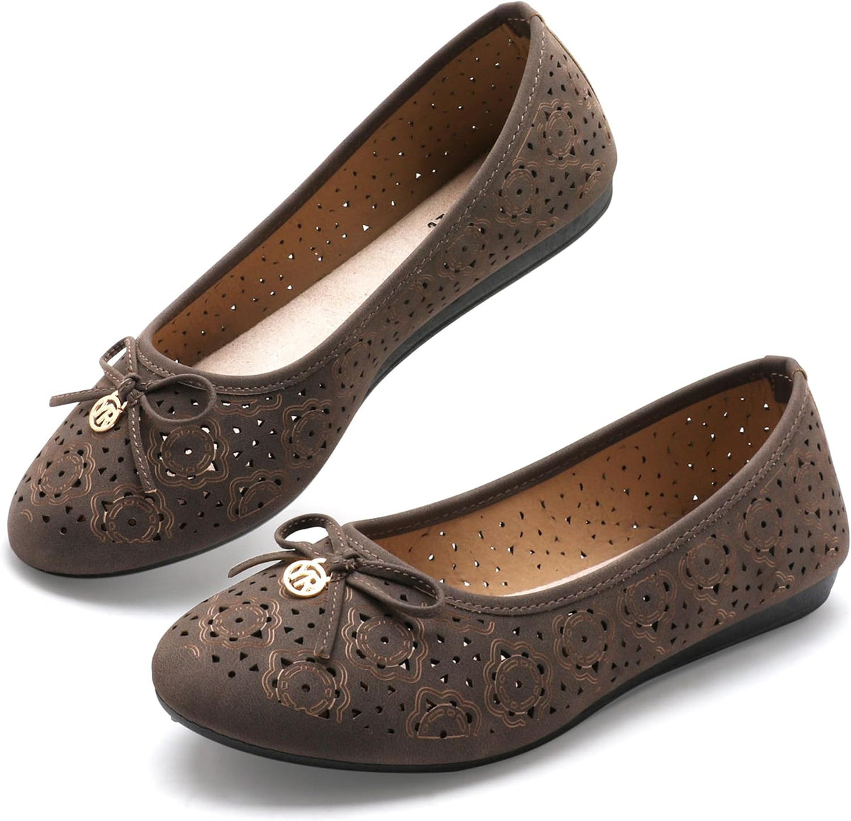 Women's Round Toe Ballet Flats - Slip On Casual Shoes for Walking, Driving and Dressy Weekday Wear - 6