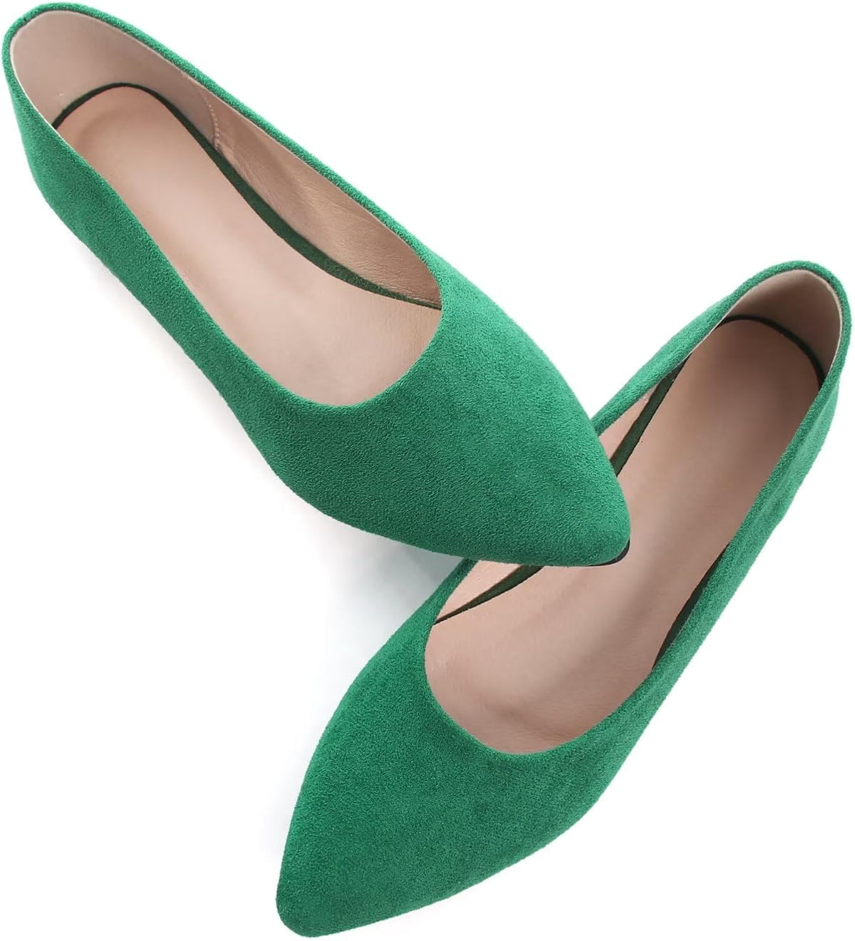 Women's Suede Pointed Toe Ballet Flats - Dressy Slip On Ballerina Walking Shoes for Office and Casual Wear - 9