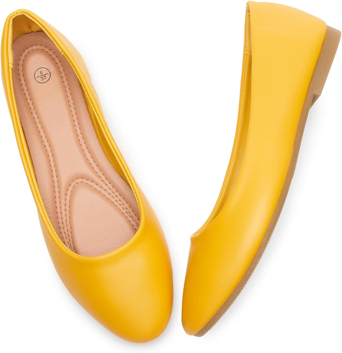 Women's Faux Leather Ballet Flats - Non Slip Low Heel Slip On Loafers for Teaching and Business Casual Days - 7