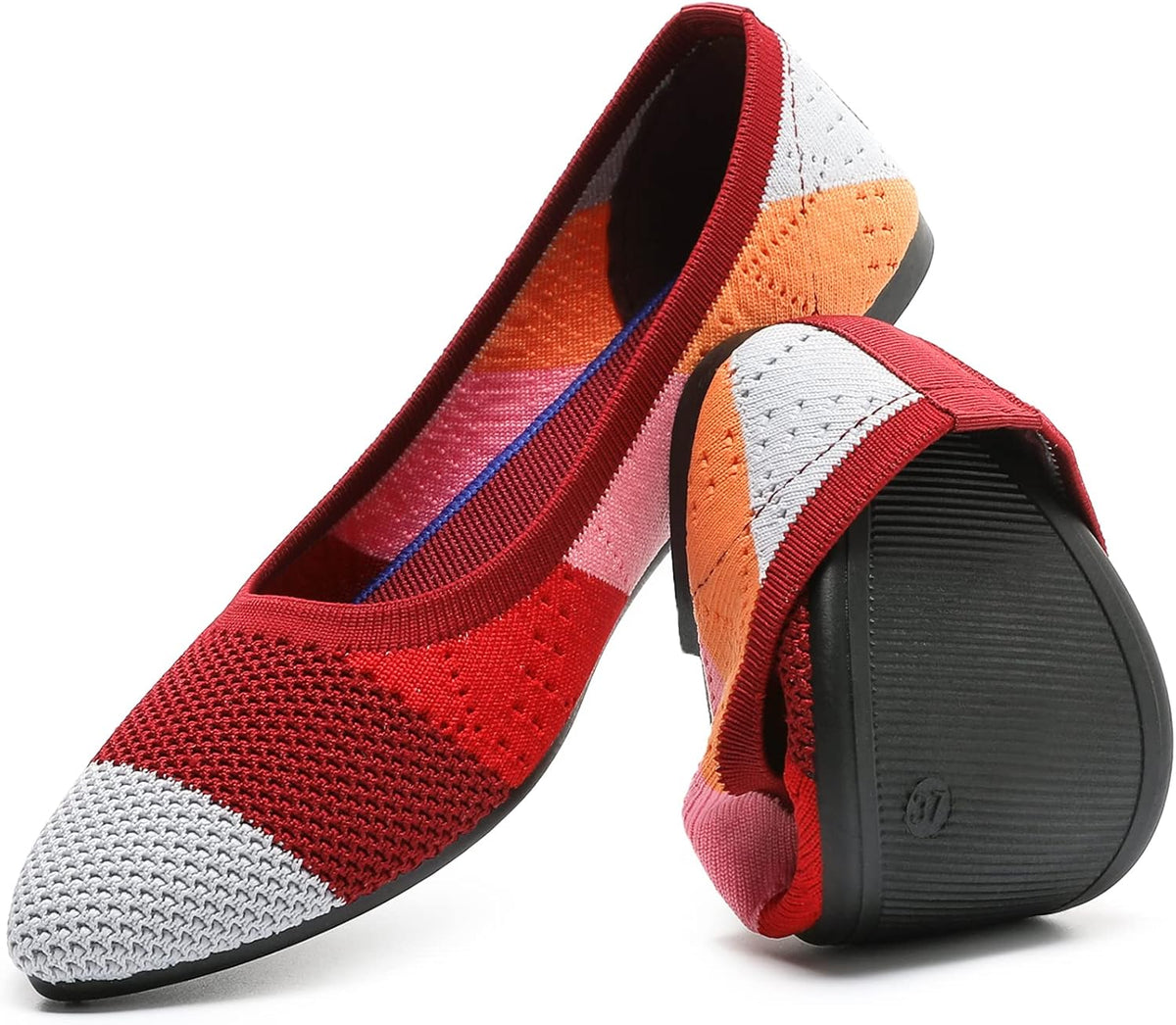 Women's Mesh Pointed Toe Ballet Flats - Breathable Slip On Dress Shoes with Memory Foam Insole - 7