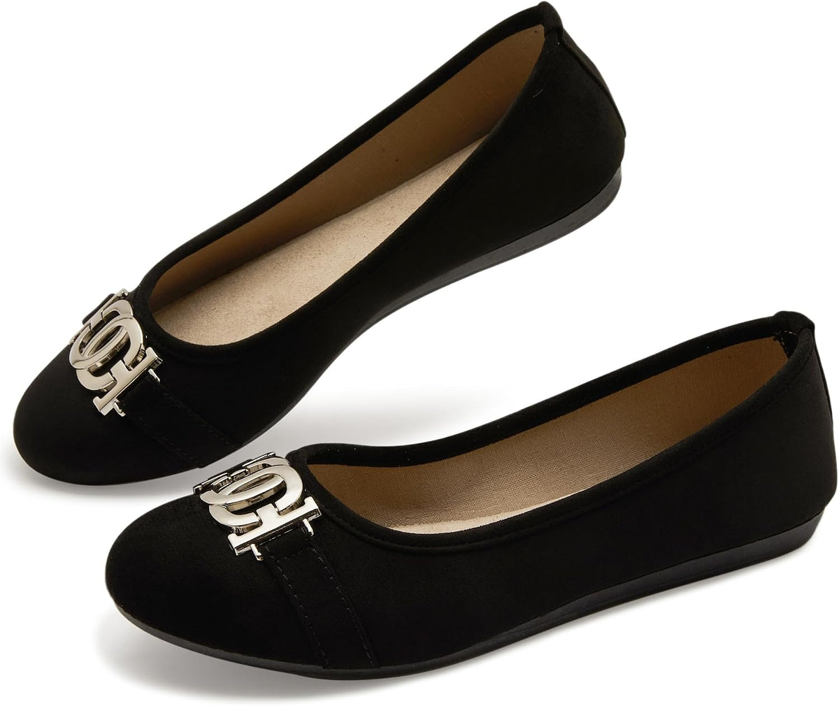 Women's Round Toe Ballet Flats - Slip On Casual Shoes for Walking, Driving and Dressy Weekday Wear - 7