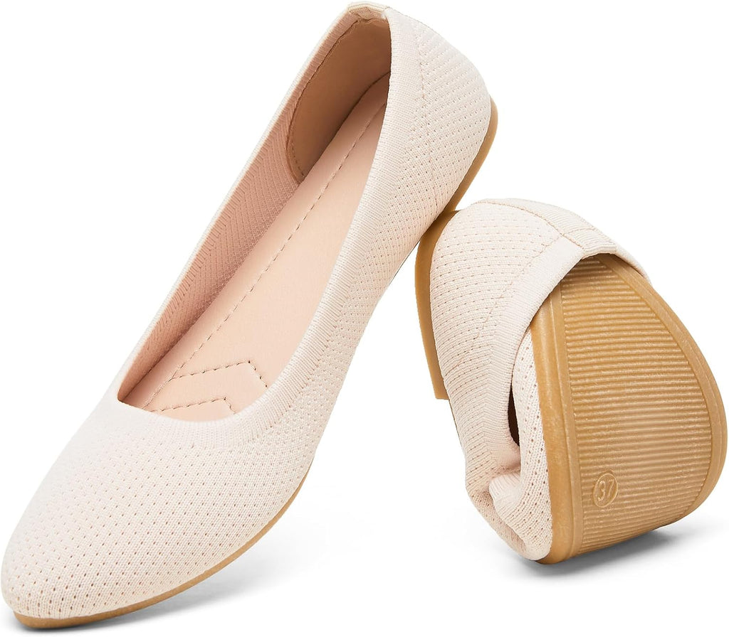 Women's Mesh Pointed Toe Ballet Flats - Breathable Slip On Dress Shoes with Memory Foam Insole - 6