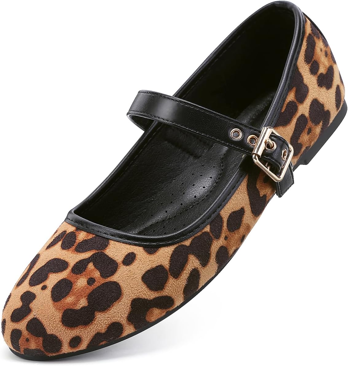 Women's Faux Suede Round Toe Ballet Flats - Slip On Dressy Walking Shoes for Office and Weekend Wear - 6