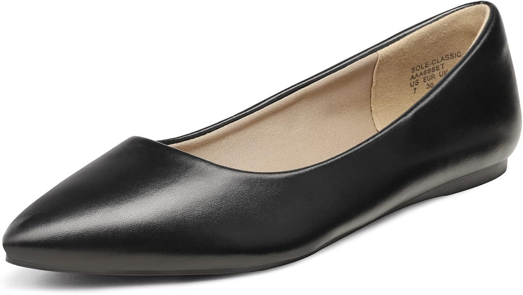 Women's Pointed Toe Dress Ballet Flats - Slip On Shoes in Suede, Patent and Glitter for Weddings and Work - 8 Wide