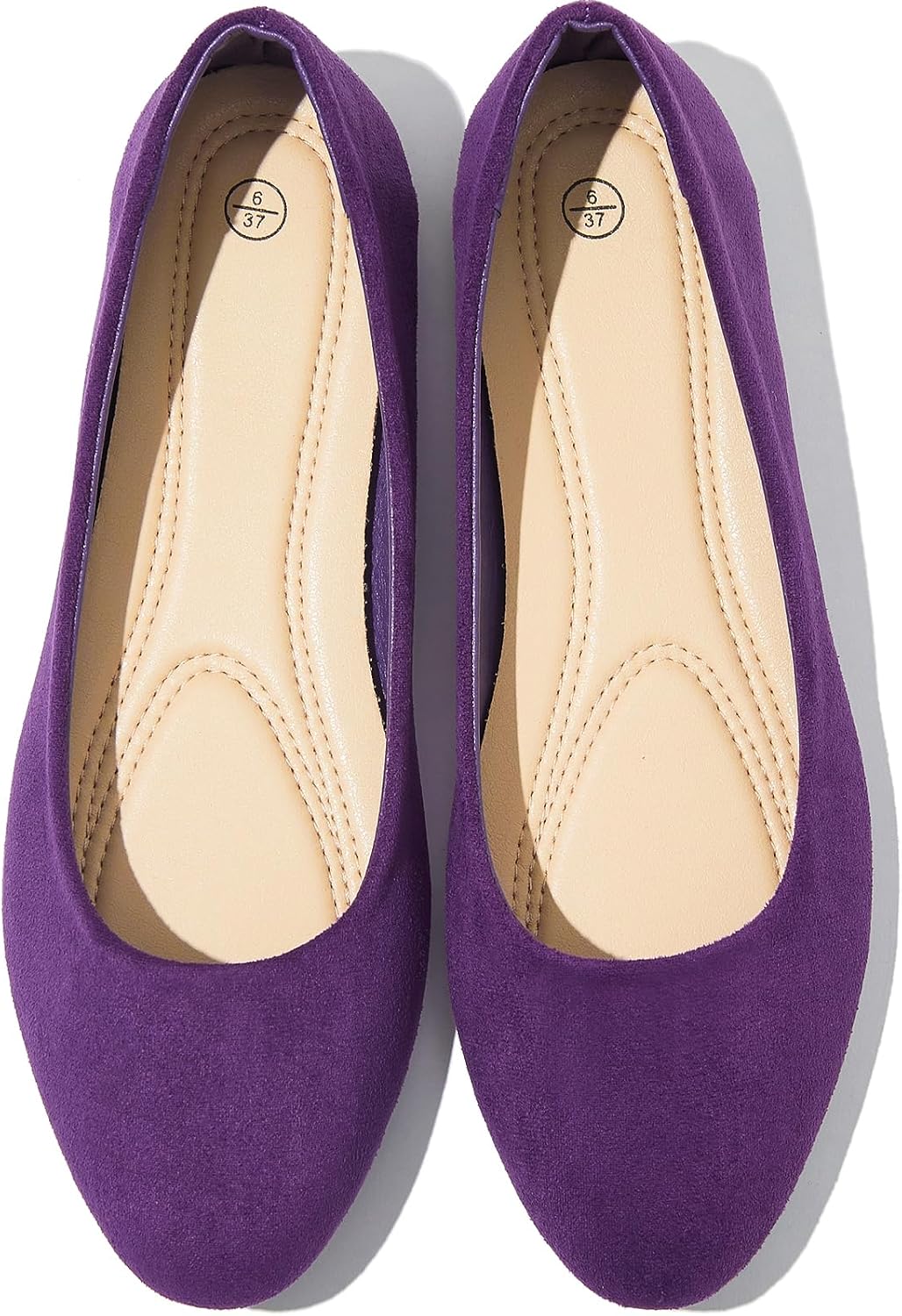 Women's Round Toe Ballet Flats - Slip On Dressy Low Heel Work Loafers for Office, Weddings and Formal Wear - 6