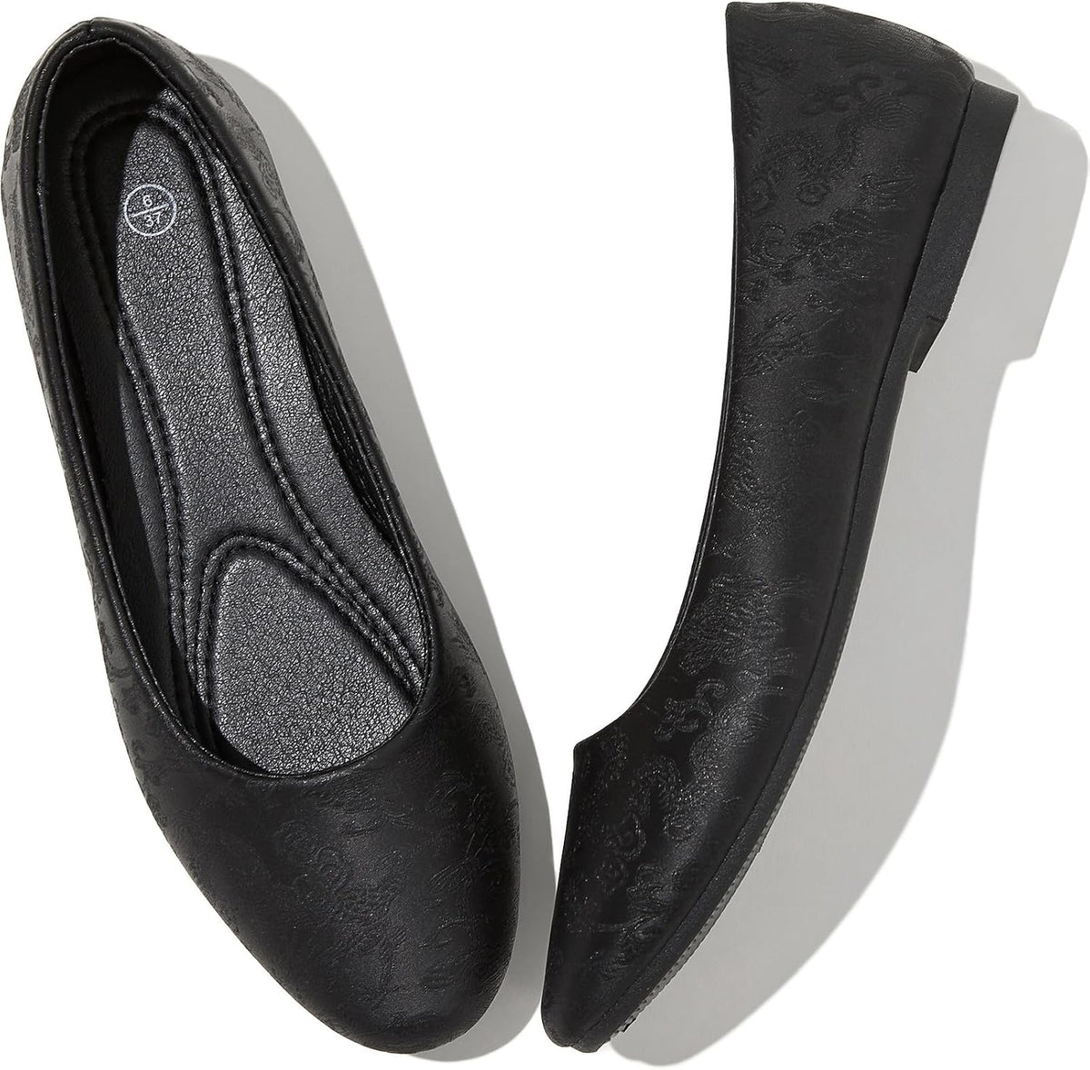 Women's Faux Leather Ballet Flats - Non Slip Low Heel Slip On Loafers for Teaching and Business Casual Days - 7