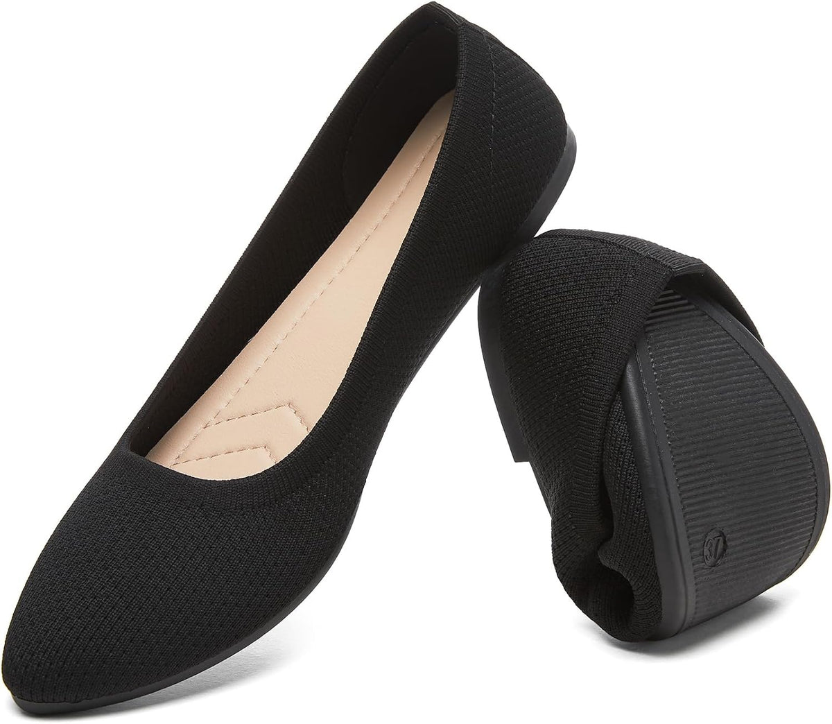 Women's Mesh Pointed Toe Ballet Flats - Breathable Slip On Dress Shoes with Memory Foam Insole - 6