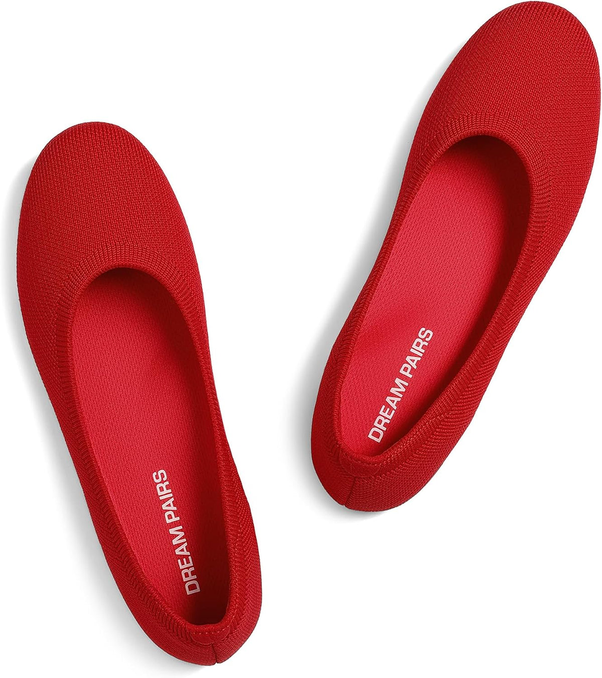Women's Knit Ballet Flats - Round Toe Slip On Office Shoes, Flexible and Packable for Daily Walking and Travel - 9