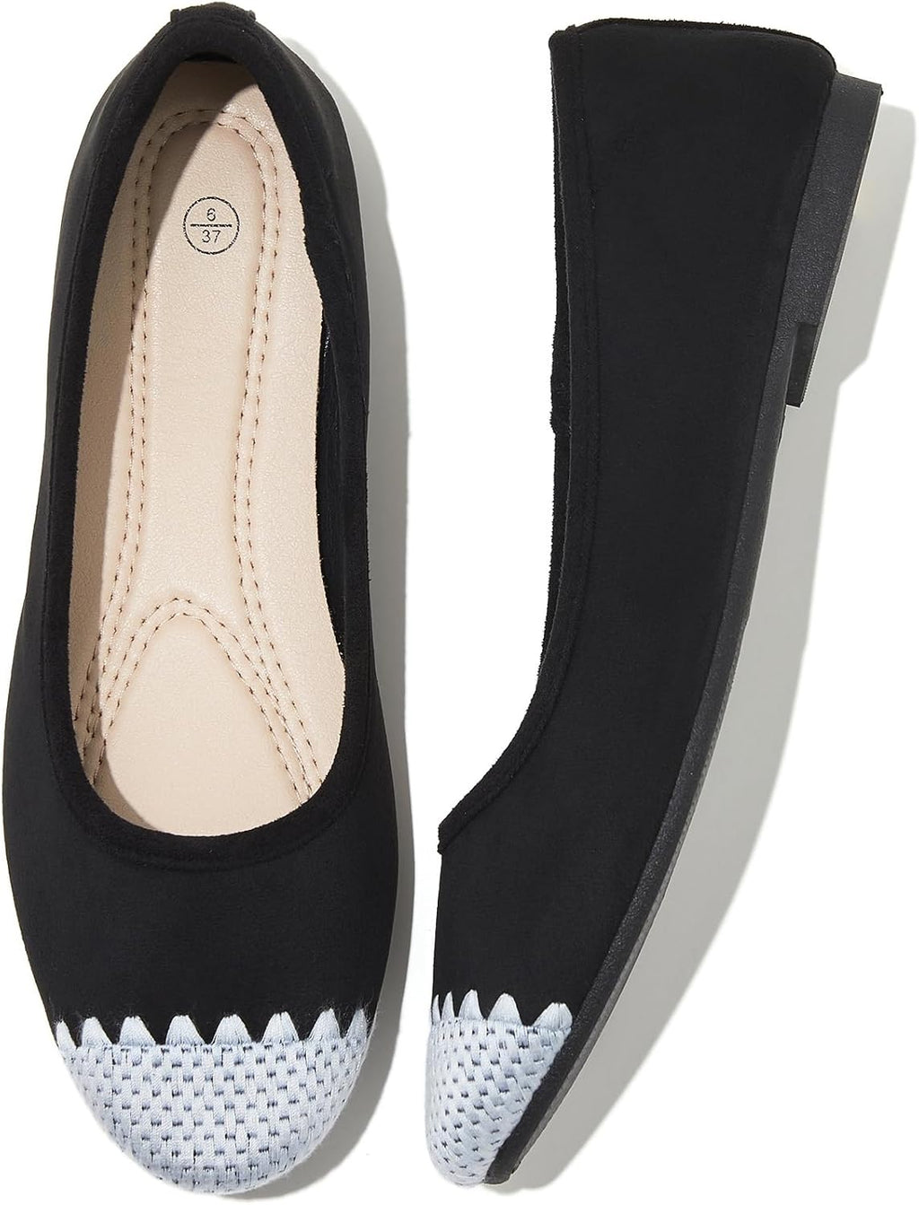 Women's Faux Leather Ballet Flats - Non Slip Low Heel Slip On Loafers for Teaching and Business Casual Days - 6
