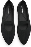 Women's Pointed Toe Mary Jane Flats - Machine Washable Knit Slip On Dress Shoes with Cushioned Insoles - 6