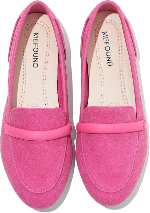 Women's Faux Leather Slip On Flats - Non Slip Low Heel Loafers for Teaching, Office and Business Casual - 6