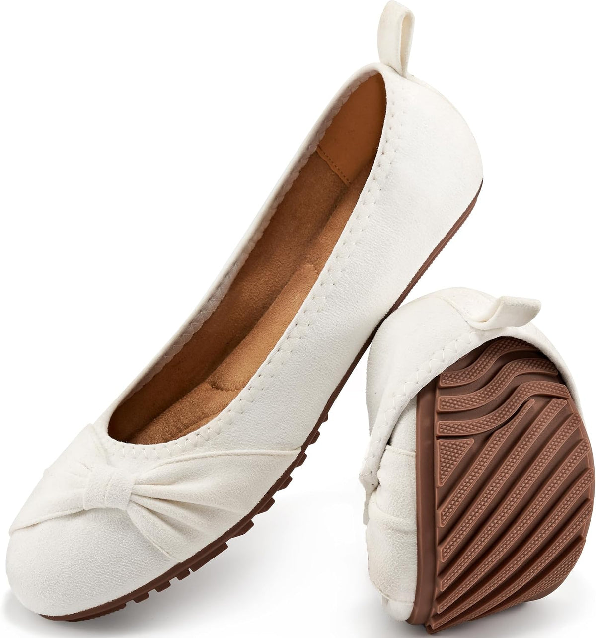 Women's Foldable Ballet Flats - Lightweight Slip On Work Shoes with Memory Foam for All Day Office Wear - 6