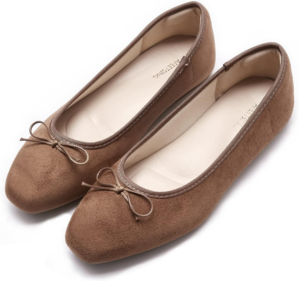 Women's Round Toe Ballet Flats with Bow - Dressy Slip On Shoes for Office, Weddings and Everyday Wear - 6