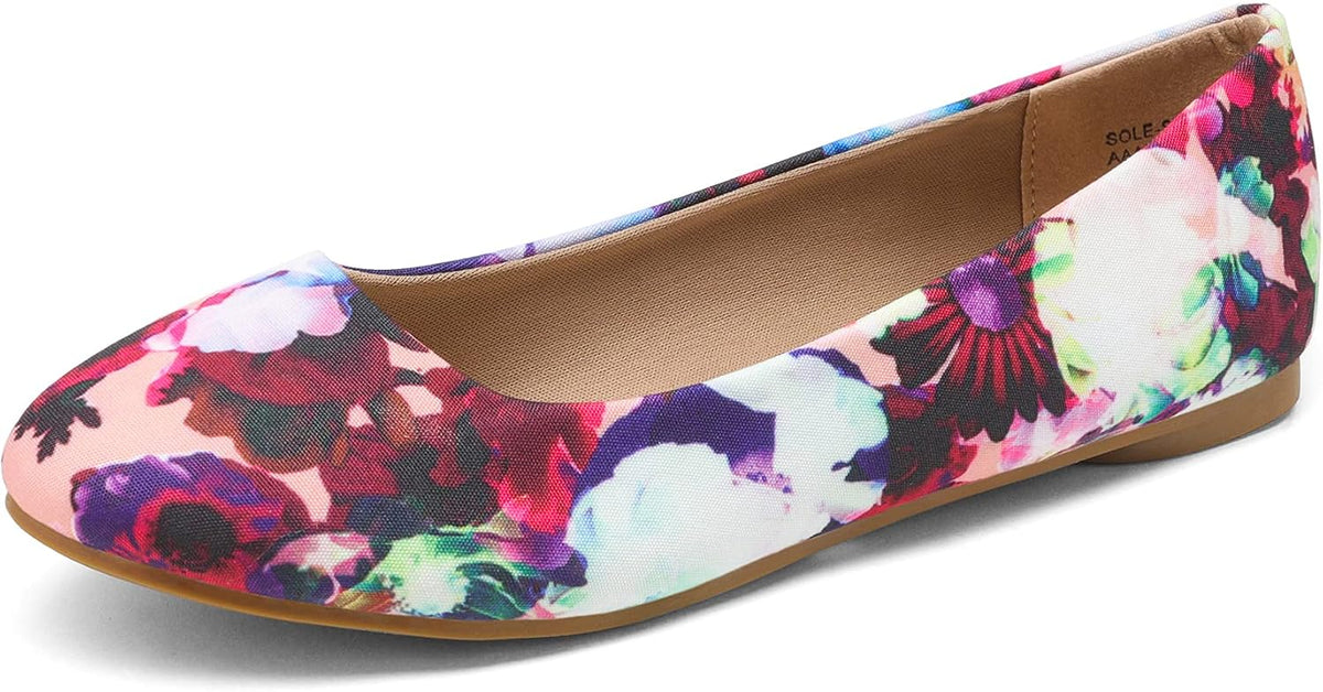 Women's Round Toe Ballerina Flats - Dressy Slip On Shoes for Weddings, Office Work and Daily Walking - 8