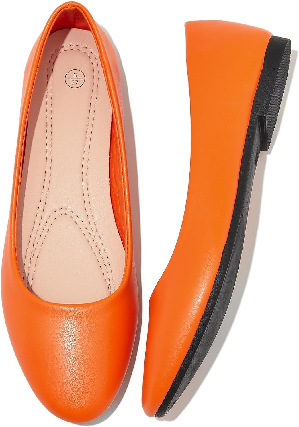 Women's Faux Leather Ballet Flats - Non Slip Low Heel Slip On Loafers for Teaching and Business Casual Days - 7