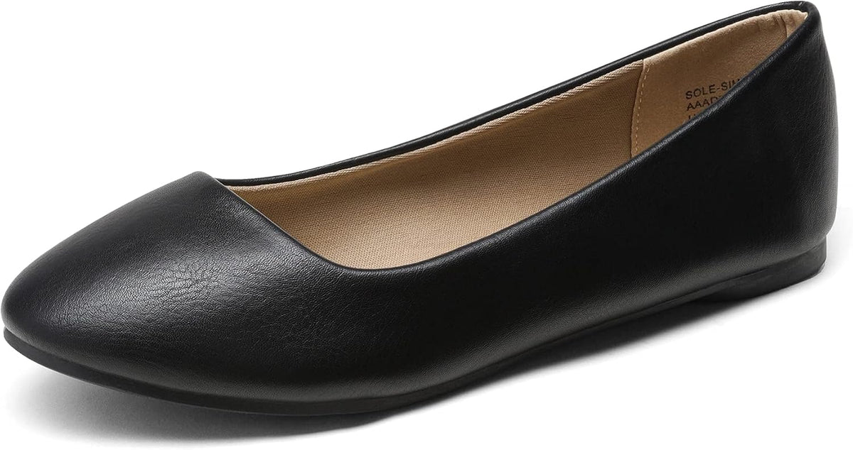 Women's Round Toe Ballerina Flats - Dressy Slip On Shoes for Weddings, Office Work and Daily Walking - 8