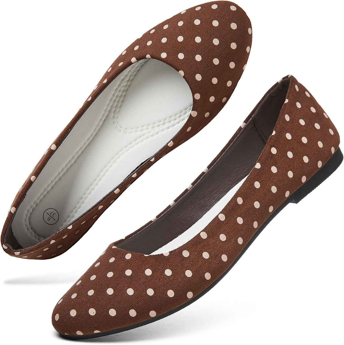 Women's Faux Leather Ballet Flats - Slip On Round Toe Dress Shoes for Office Days and Weekend Errands - 7