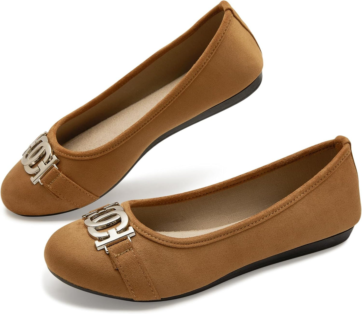 Women's Round Toe Ballet Flats - Slip On Casual Shoes for Walking, Driving and Dressy Weekday Wear - 7