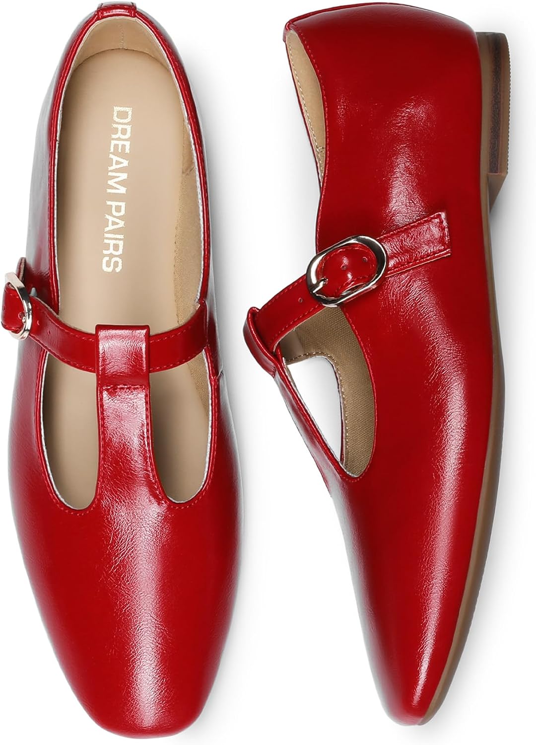 Women's T-Strap Mary Jane Flats - Adjustable Buckle Dress Shoes for Work, Parties and Evenings Out - 7