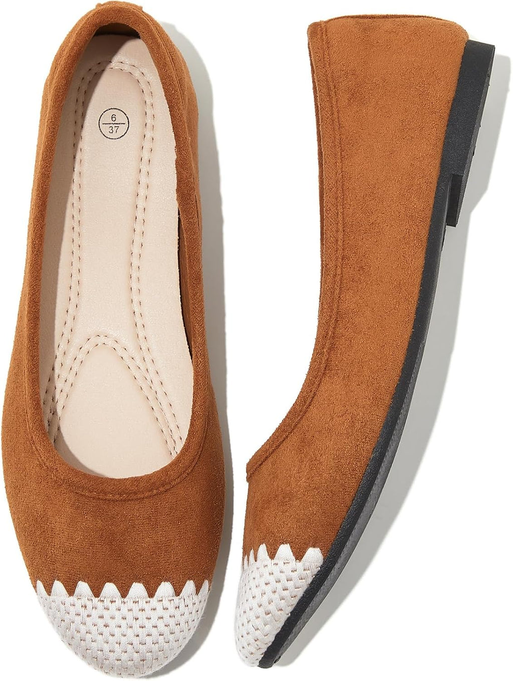 Women's Faux Leather Ballet Flats - Non Slip Low Heel Slip On Loafers for Teaching and Business Casual Days - 8