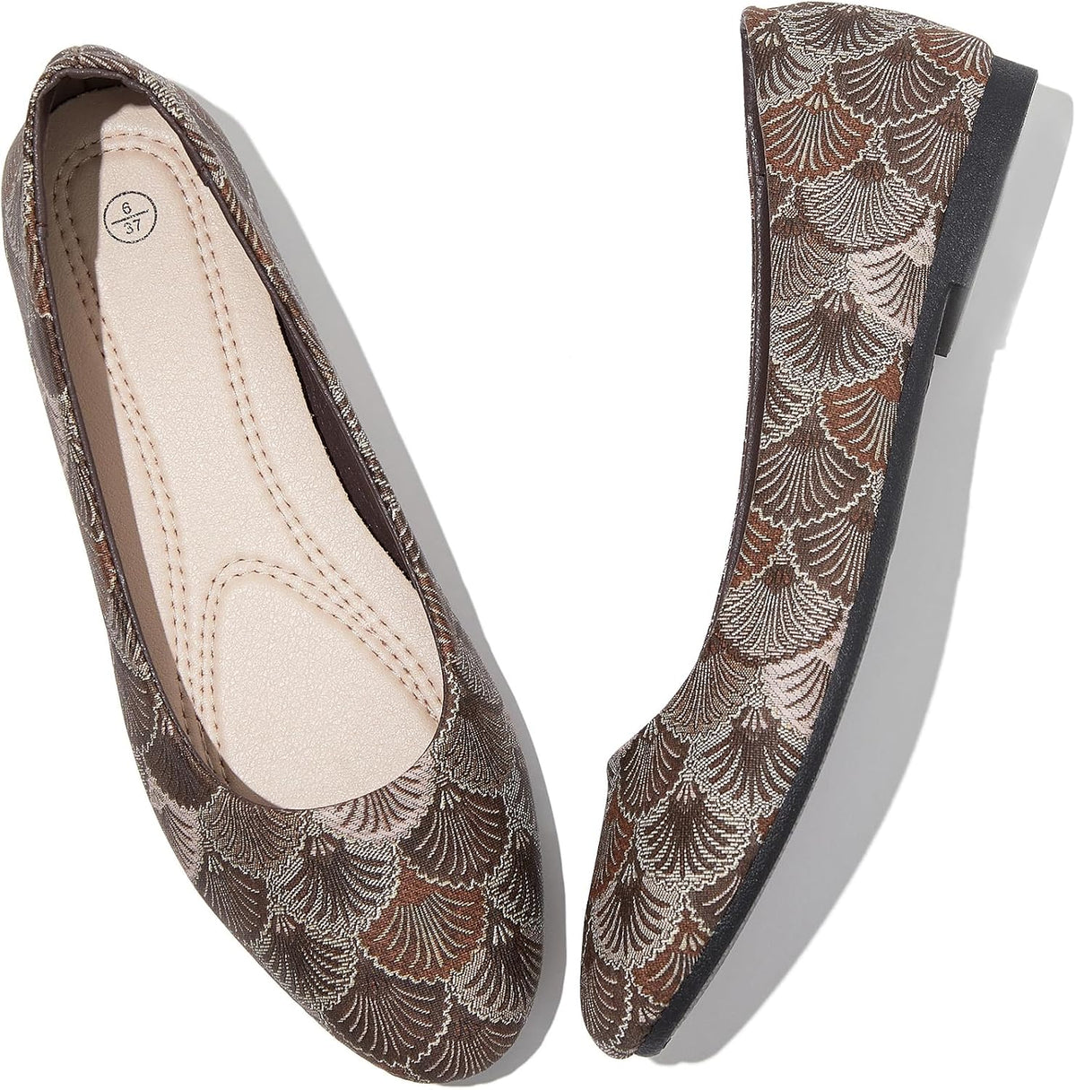Women's Faux Leather Ballet Flats - Non Slip Low Heel Slip On Loafers for Teaching and Business Casual Days - 9