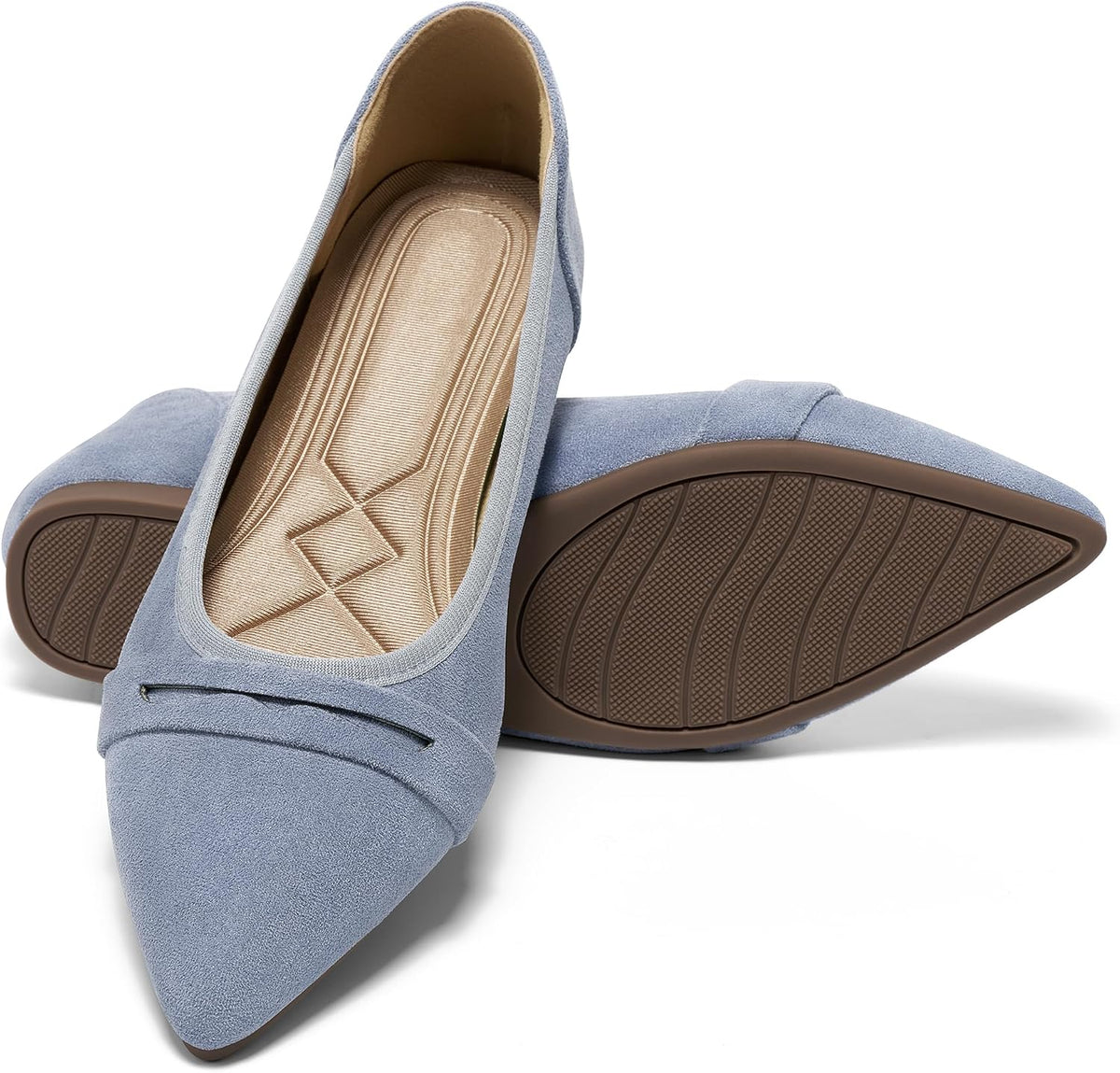 Women's Pointed Toe Business Flats - Slip On Work Shoes with Memory Foam Insole and Non Slip Sole - 6