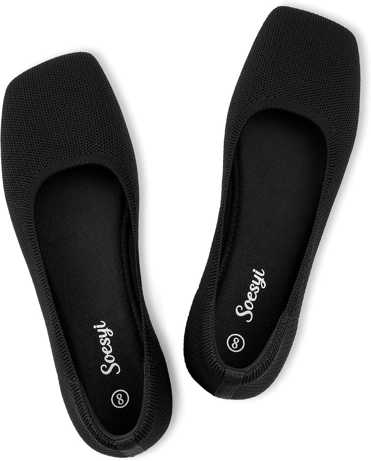 Women's Wide Toe Box Mary Jane Flats - Foldable Knit Barefoot Style Slip On Shoes for Office and Travel - 6