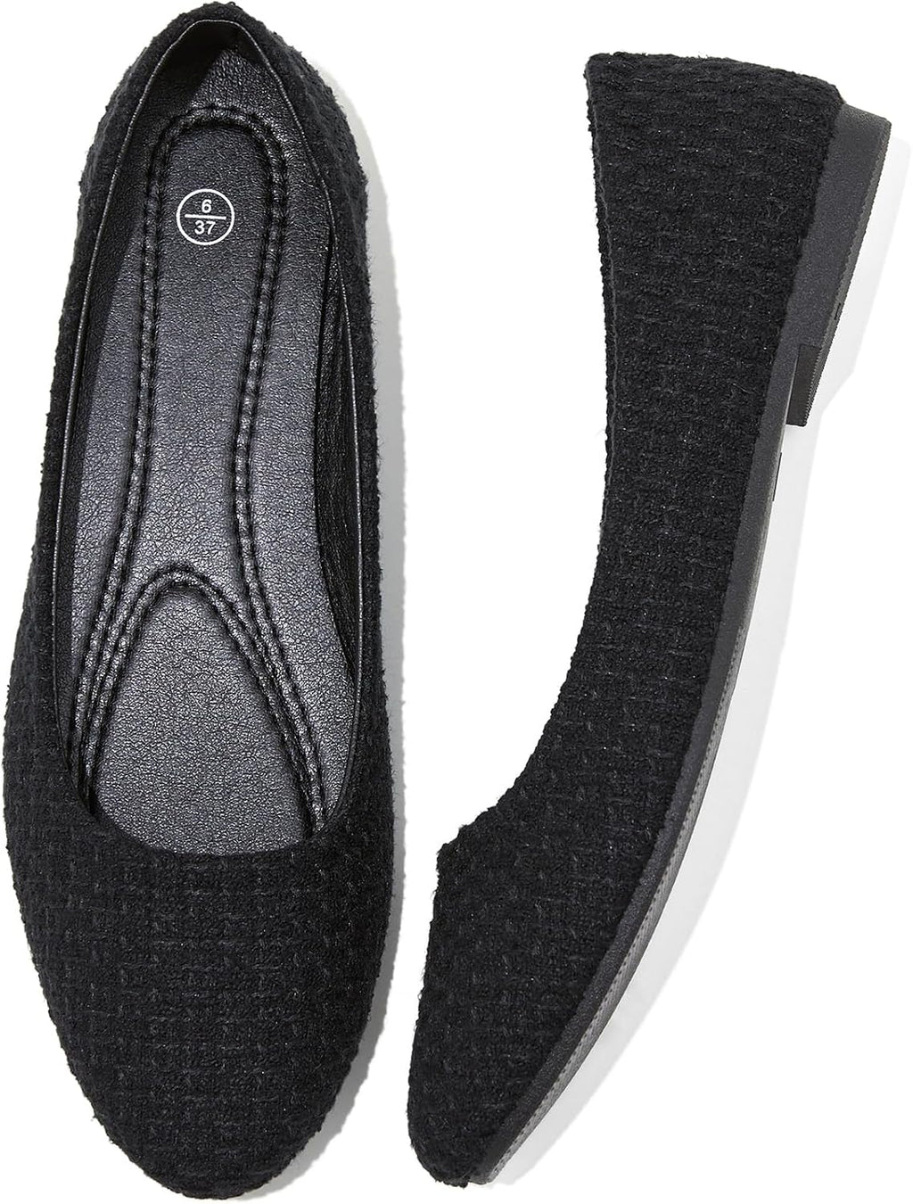 Women's Faux Leather Ballet Flats - Non Slip Low Heel Slip On Loafers for Teaching and Business Casual Days - 9
