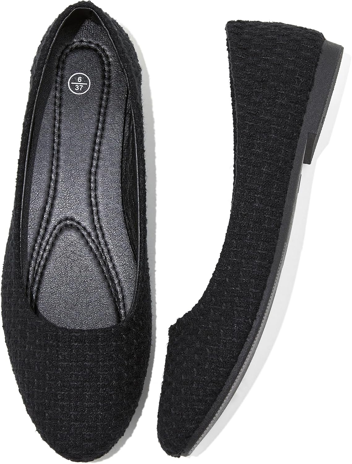 Women's Faux Leather Ballet Flats - Non Slip Low Heel Slip On Loafers for Teaching and Business Casual Days - 9
