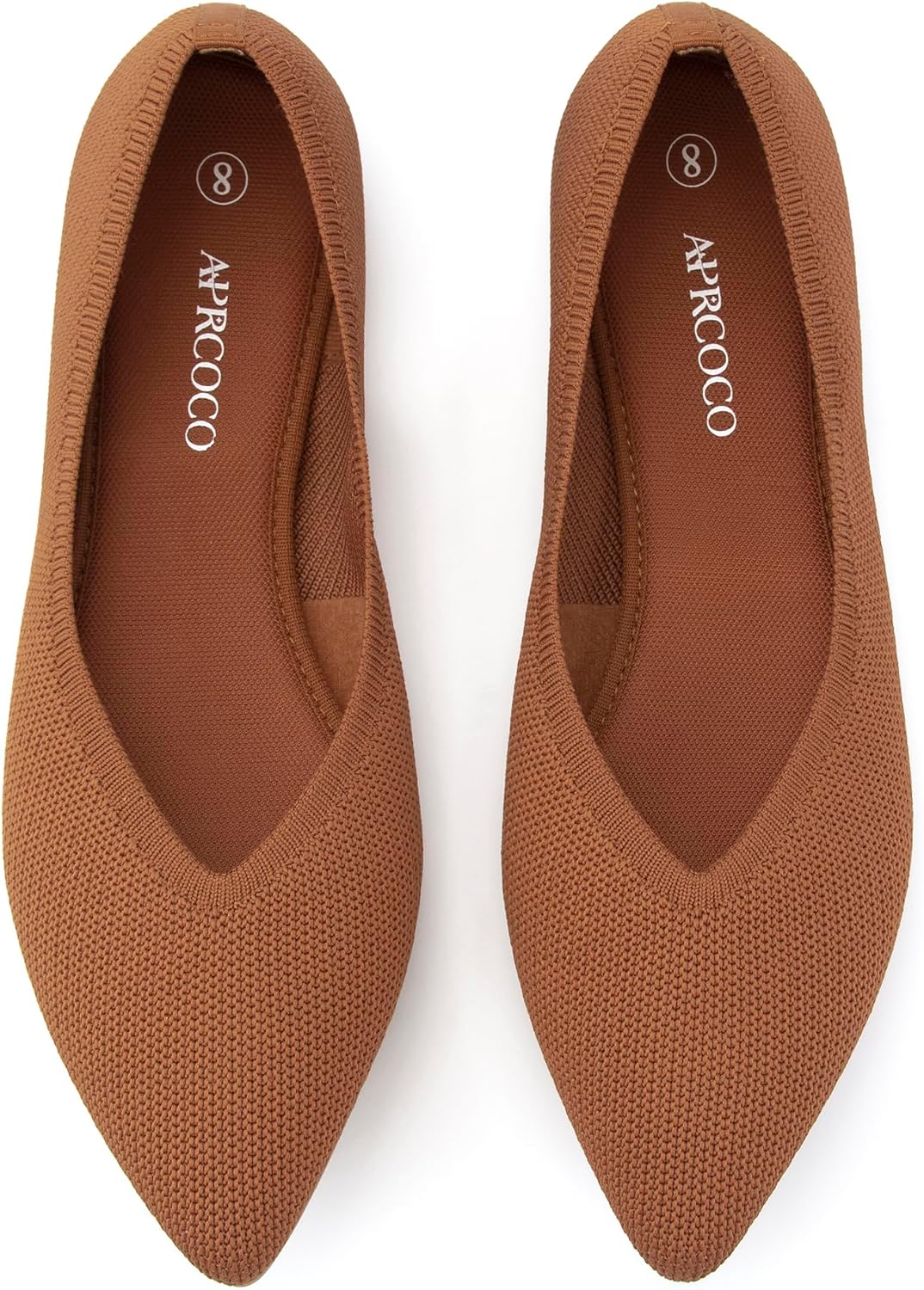 Women's Pointed Toe Knit Ballet Flats - Lightweight Washable Slip On Shoes for Work and Dressy Days - 6