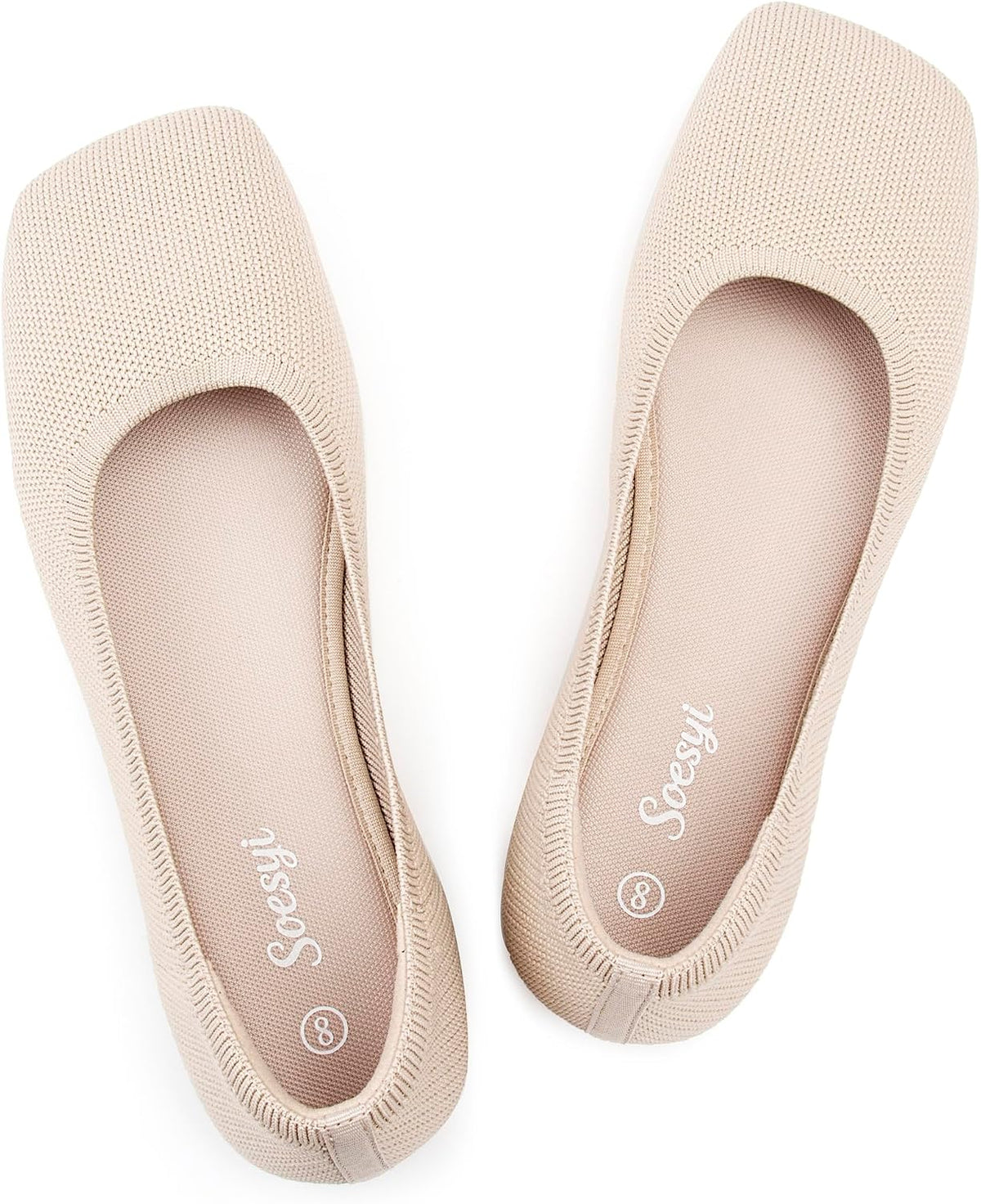 Women's Wide Toe Box Mary Jane Flats - Foldable Knit Barefoot Style Slip On Shoes for Office and Travel - 6